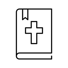 Obraz premium Bible book icon. Religion and christianity line symbol. Black and white.