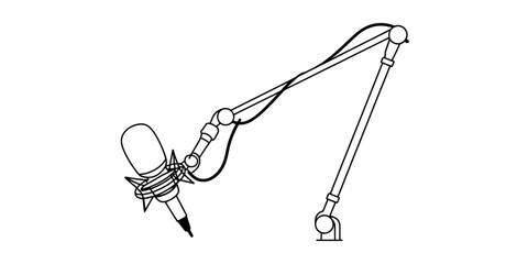 Professional studio microphone on a boom arm stand line art illustration for podcasting Vector, illustration © DCB Line Stocker