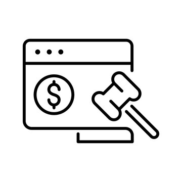 Online auction icon. Business and ecommerce line symbol. Black and white.