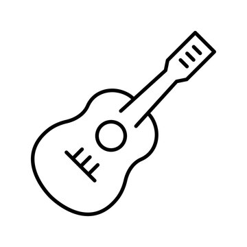 Ukulele guitar icon. Entertainment and string instruments line symbol. Black and white.