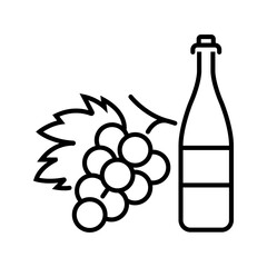 Fototapeta premium Wine production icon. Industry and winemaking line symbol. Black and white.