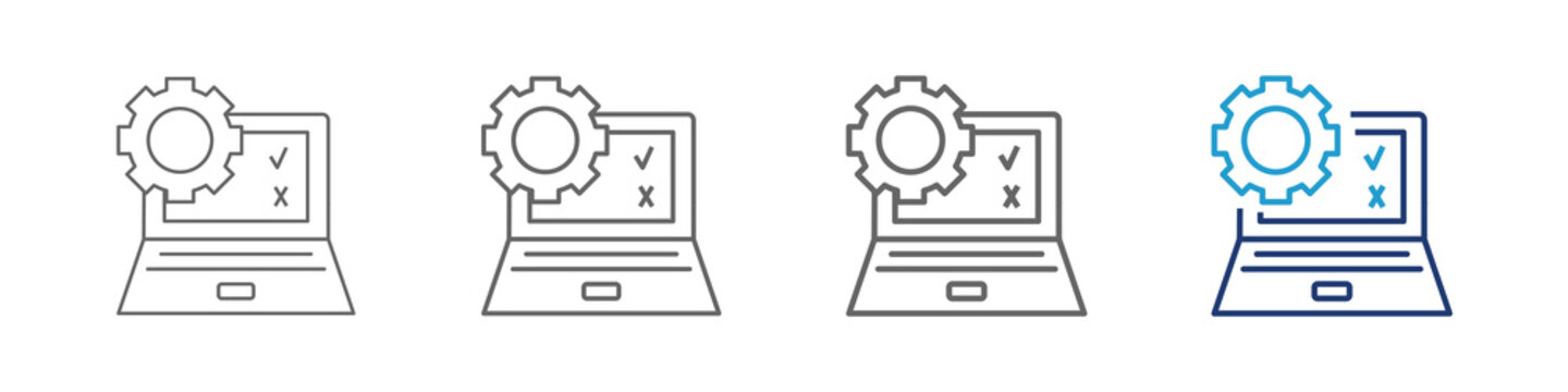 Software Testing is the systematic process of executing a program to identify errors and verify that it functions correctly. It is illustrated with a computer, gear, check list and cross sign. 