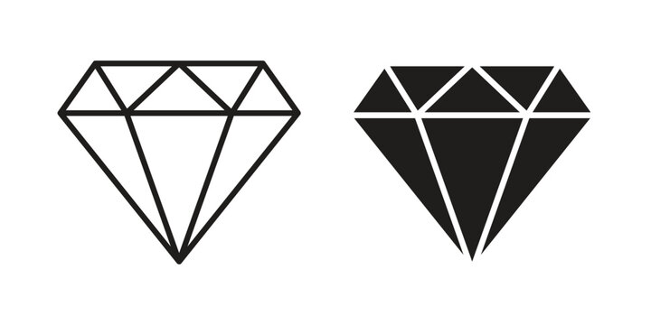 Diamond icon design, logo, app, template set. Black icons