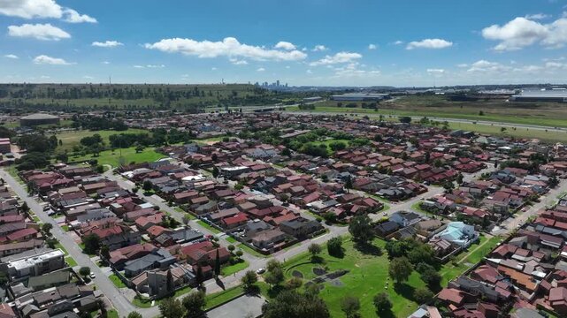 Aerial drone view of the townscape of Soweto. Johannesburg. South Africa.