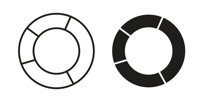 Donut chart icon design, logo, app, template set. Black icons