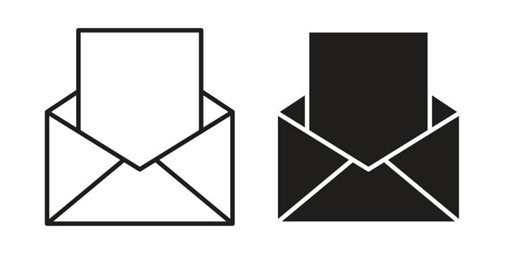 Email icon design, logo, app, template set. Black icons