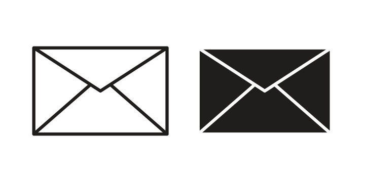 Envelope icon design, logo, app, template set. Black icons