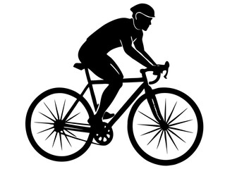Fototapeta premium Cyclist Riding Bicycle Silhouette Sports Icon Isolated on Transparent Background