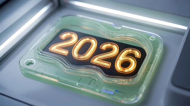 Close-up of organic polymer chip with warm glow - for future medicine imagery