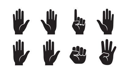 Obraz premium Collection of Black Hand Gestures and Signals on White Background Minimalist Style