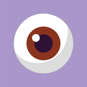 Stylized human eyeball with brown iris and blue pupil