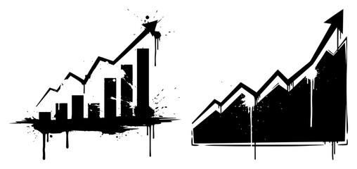 Financial growth charts and rising arrow with ink drips in urban street art style © UrbanDruid