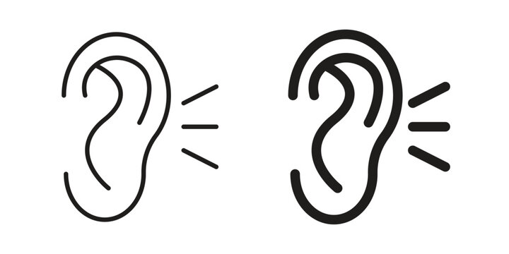 Listening icon design, logo, app, template set. Black icons