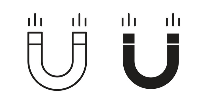 Magnet icon design, logo, app, template set. Black icons