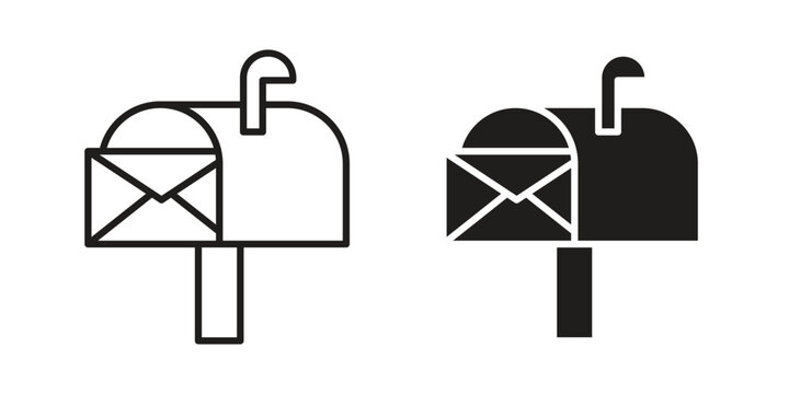 Mailbox icon design, logo, app, template set. Black icons
