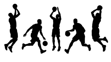 Silhouettes of men playing basketball. © Siwit