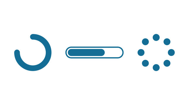 Blue loading animation icons set.