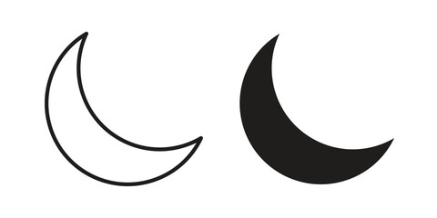 Moon icon design, logo, app, template set. Black icons © Cristiane
