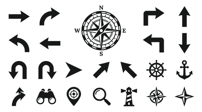 Navigation icons and symbols set.