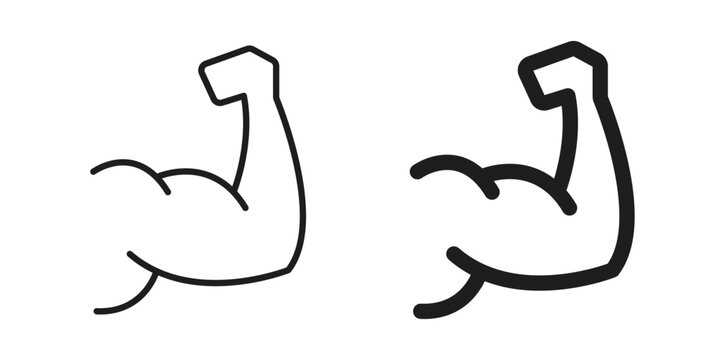 Muscle icon design, logo, app, template set. Black icons