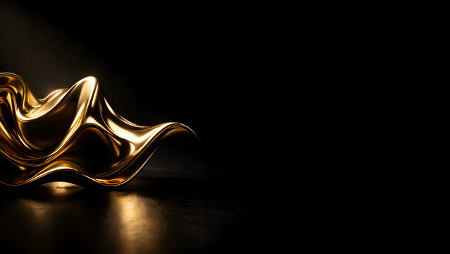 Polished 24k gold liquid metallic waves on premium studio, business flow and adaptation concept