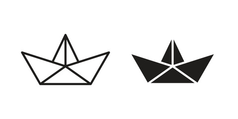 Naklejka premium Paper boat icon design, logo, app, template set. Black icons