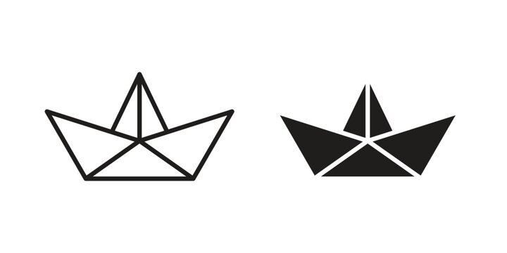 Paper boat icon design, logo, app, template set. Black icons