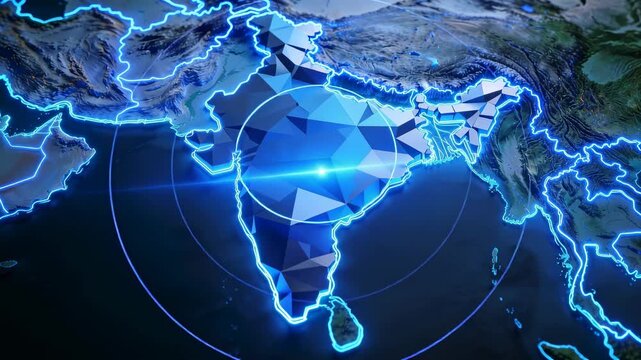 india map with interent circle waves, future tecnology concept