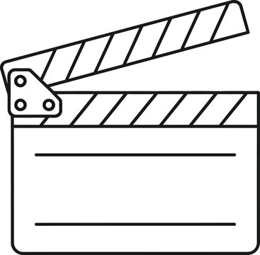 Line art clapperboard icon with black and white clapperboard production