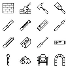 Fototapeta premium Professional Masonry, Tiling, and Bricklaying Equipment Icons
