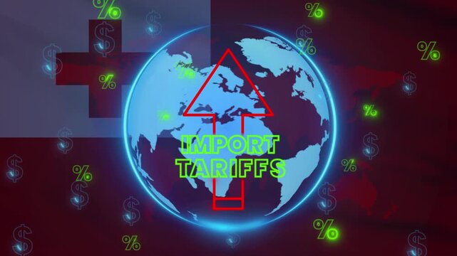 Global Import Tariffs and Economic Trends. An eye-catching, informative graphic that captures rising import tariffs and their impact on global economies.