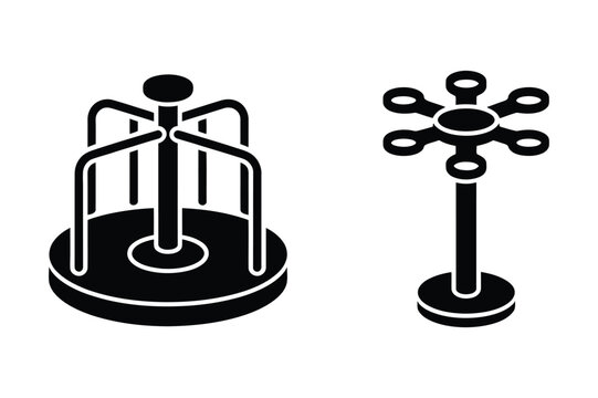 Playground merry-go-round and spinning toy silhouette with playground, spinning