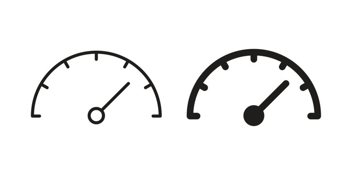 Speedometer icon design, logo, app, template set. Black icons