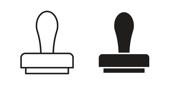 Stamp icon design, logo, app, template set. Black icons