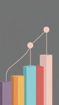 A colorful bar graph with a rising line chart on a gray background, showcasing growth and statistics in a minimalist style