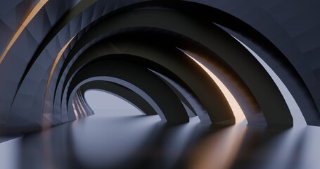 Obraz premium Futuristic architecture background glowing arched interior 3d render