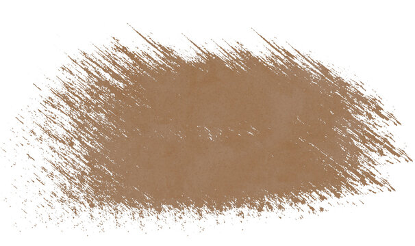 A brown-colored brush stroke on a white background with soft, blended edges