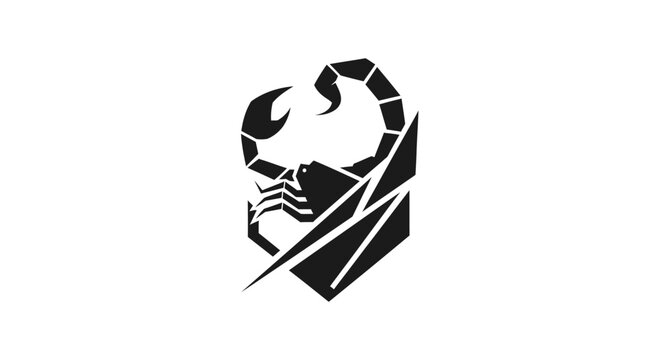 Geometric scorpion head silhouette logo.