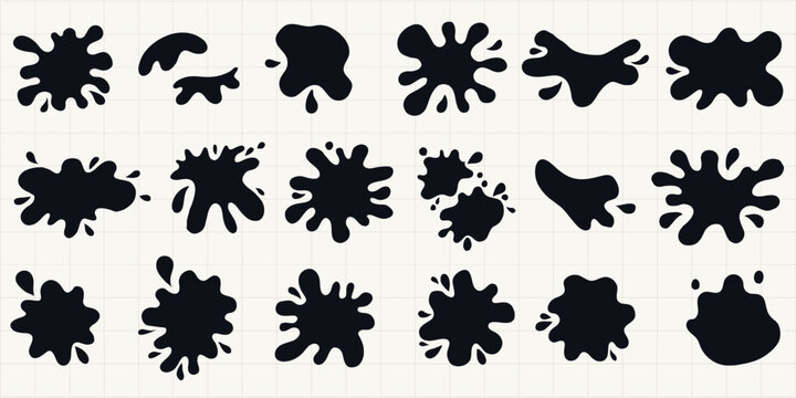 Stain water spill with shape splash liquid and paint drop cartoon. Oil bubble black with abstract puddle vector and blood smudge fuel. Fluid soft stain with ink illustration shape and isolated.
