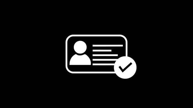 Approved Id card animation. NID card verify icon motion graphics. Personal data verification Motion Graphic 4k animation video.