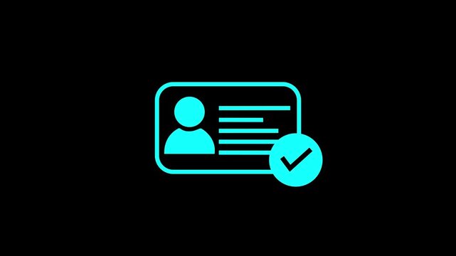 Approved Id card animation. NID card verify icon motion graphics. Personal data verification Motion Graphic 4k animation video.