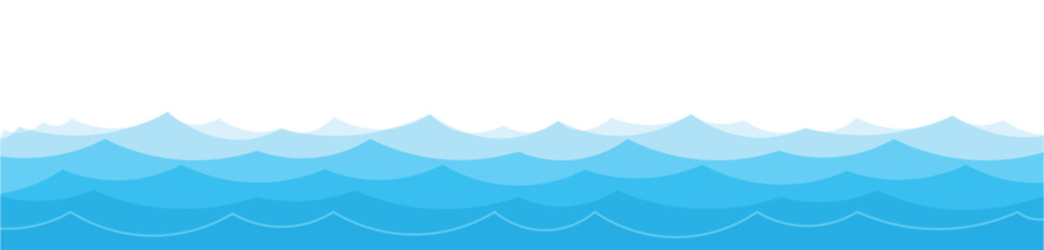 Seamless sea waves layered pattern background. Water wave pattern design. vector illustration on transparent background.