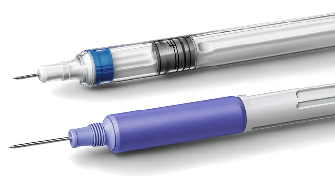 two images of a color plastic insulin autoinjector medical device