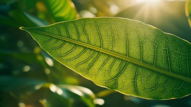  Macro Green Leaf Veins Texture with Natural Sunlight and Organic Details