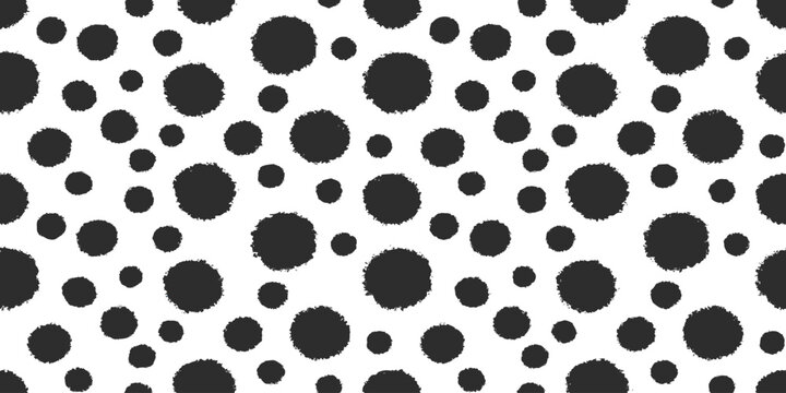 Abstract seamless pattern with black irregular hand drawn dots vector illustration