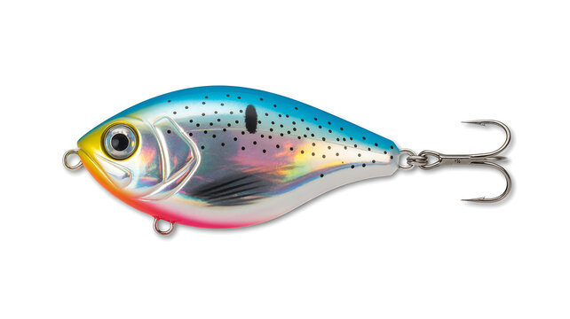 Lipless Crankbait Fishing Lure with Treble Hooks Isolated on White