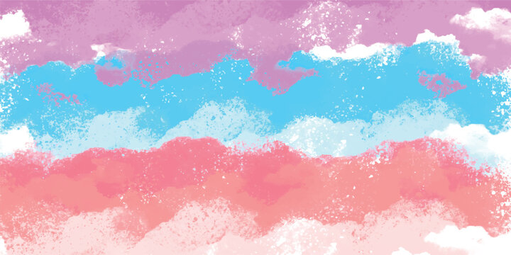 Abstract pastel watercolor cloud background with vibrant pink blue vector illustration