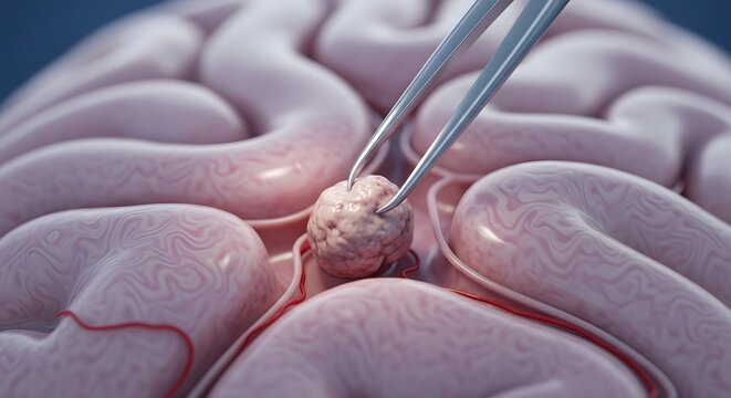 Brain Tumor Extraction with Surgical Forceps  Neurosurgery Closeup Medical Concept