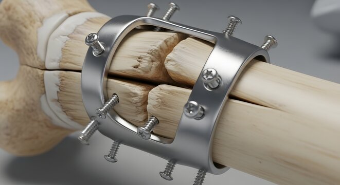 Bone Fracture Fixation with Metal Plate and Screws &ndash; Orthopedic Surgery Concept