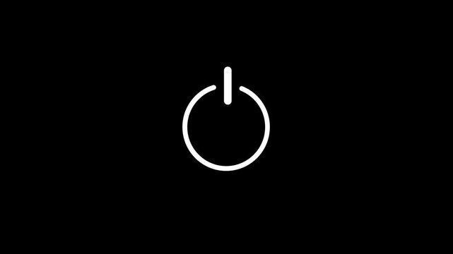 Turn on Power button icon symbol in and out animation